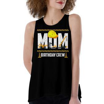 Mom Birthday Crew Construction Birthday Party Supplies Women's Loose Fit Open Back Split Tank Top - Seseable