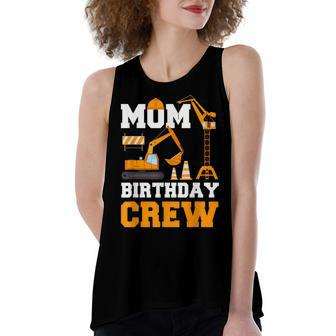 Mom Birthday Crew Construction Funny Birthday Party Women's Loose Fit Open Back Split Tank Top - Seseable
