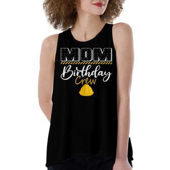 Mom Birthday Crew Construction Hat Birthday Party Family Women's Loose Fit Open Back Split Tank Top - Seseable