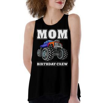 Mom Birthday Crew Monster Truck Theme Party Women's Loose Fit Open Back Split Tank Top - Seseable