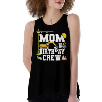 Mom Birthday Crew Mother Construction Birthday Party Women's Loose Fit Open Back Split Tank Top - Seseable