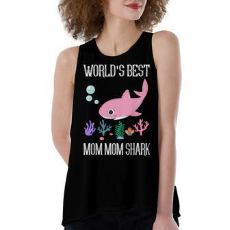 Mom Mom Grandma Gift Worlds Best Mom Mom Shark Women's Loose Fit Open Back Split Tank Top - Seseable