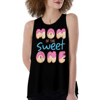 Mom Of Sweet One First Birthday Party Matching Family Donut Women's Loose Fit Open Back Split Tank Top - Seseable