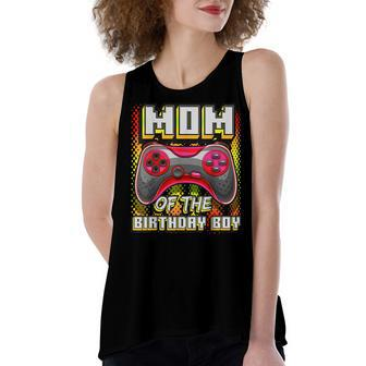 Mom Of The Birthday Boy Matching Video Gamer Birthday Party Women's Loose Fit Open Back Split Tank Top - Seseable