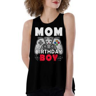 Mom Of The Birthday Boy Time To Level Up Video Game Birthday Women's Loose Fit Open Back Split Tank Top - Seseable