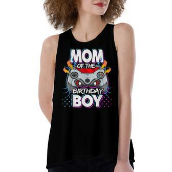 Mom Of The Birthday Boy Video Game Birthday Party Gamer Women's Loose Fit Open Back Split Tank Top - Seseable