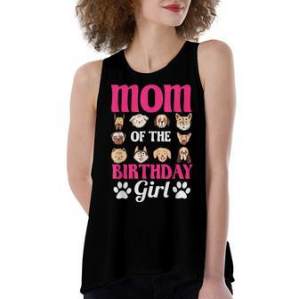 Mom Of The Birthday Girl Dog Paw Bday Party Celebration Women's Loose Fit Open Back Split Tank Top - Seseable
