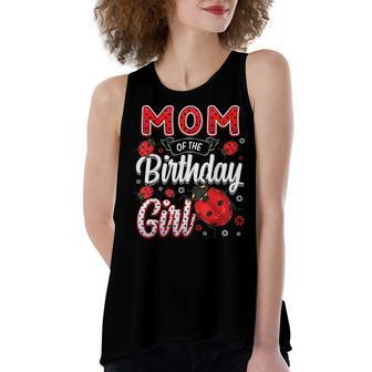 Mom Of The Birthday Girl - Family Ladybug Birthday Women's Loose Fit Open Back Split Tank Top - Seseable
