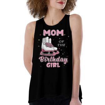 Mom Of The Birthday Girl Ice Skate Bday Party Women's Loose Fit Open Back Split Tank Top - Seseable