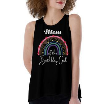 Mom Of The Birthday Girl Rainbow Boho Birthday Party Mama Women's Loose Fit Open Back Split Tank Top - Seseable