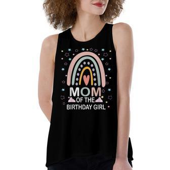 Mom Of The Birthday Girl Rainbow Family Matching Birthday Women's Loose Fit Open Back Split Tank Top - Seseable