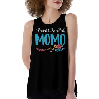 Momo Grandma Gift Blessed To Be Called Momo Women's Loose Fit Open Back Split Tank Top - Seseable
