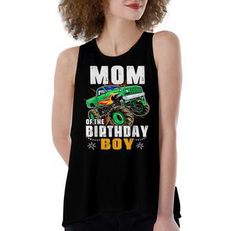 Monster Truck Family Matching Party Mom Of The Birthday Boy Women's Loose Fit Open Back Split Tank Top - Seseable