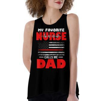 My Favorite Nurse Calls Me Dad - Fathers Day Or 4Th Of July Women's Loose Fit Open Back Split Tank Top - Seseable