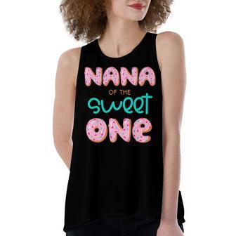 Nana Of The Sweet One First Birthday Matching Family Donut Women's Loose Fit Open Back Split Tank Top - Seseable