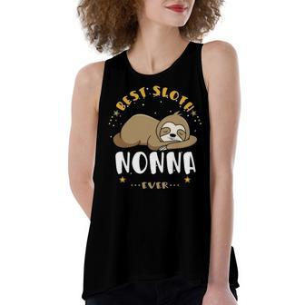 Nonna Grandpa Gift Best Sloth Nonna Ever Women's Loose Fit Open Back Split Tank Top - Seseable