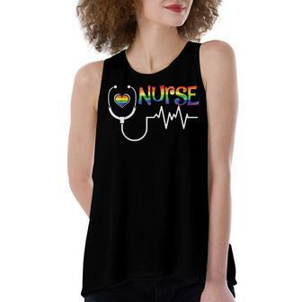 Nurse Rainbow Flag Lgbt Lgbtq Gay Lesbian Bi Pride Ally  Women's Loose Fit Open Back Split Tank Top