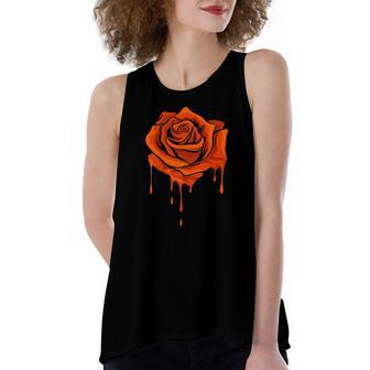 Orange Melting Rose Garden Gardener Botanist Flowers Rose Women's Loose Tank Top | Mazezy