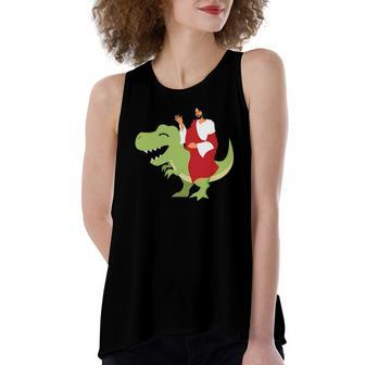 Parody Jesus Riding Dinosaur Cute Meme Dino Women's Loose Tank Top | Mazezy