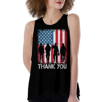 Patriotic American Flag Thank You For Kid Girl Boy Women's Loose Tank Top | Mazezy
