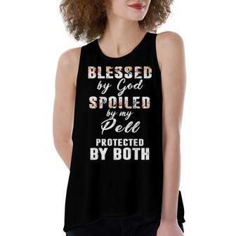 Pell Name Gift Blessed By God Spoiled By My Pell Women's Loose Fit Open Back Split Tank Top - Seseable