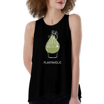 Plantaholic Sustainability With Hand Drawn Potted Plants Women's Loose Tank Top | Mazezy