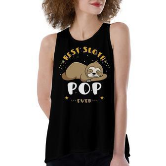 Pop Grandpa Gift Best Sloth Pop Ever Women's Loose Fit Open Back Split Tank Top - Seseable