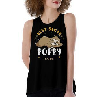 Poppy Grandpa Gift Best Sloth Poppy Ever Women's Loose Fit Open Back Split Tank Top - Seseable