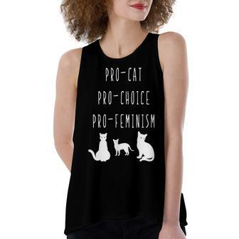 Pro Cat Pro Choice Pro Feminism Cat Lady Cat Mom Political Women's Loose Fit Open Back Split Tank Top - Seseable