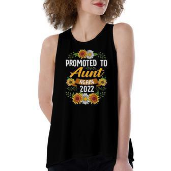 Promoted To Aunt Again 2022 Sunflower New Aunt Women's Loose Tank Top | Mazezy
