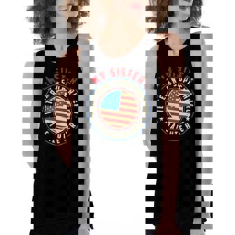 Proud Sister Veteran Superhero I Salute Her Veterans Day Women's Loose Tank Top | Mazezy