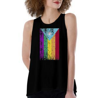 Puerto Rico Gay Pride Rainbow Flag Women's Loose Tank Top | Mazezy