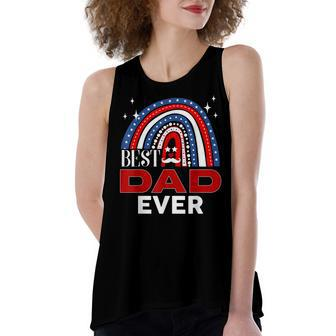 Rainbow Best Dad Ever Fathers Day 4Th Of July Patriotic Women's Loose Fit Open Back Split Tank Top - Seseable