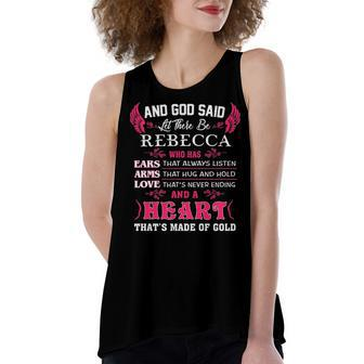 Rebecca Name Gift And God Said Let There Be Rebecca Women's Loose Fit Open Back Split Tank Top - Seseable