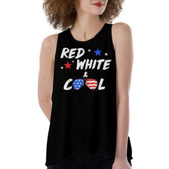 Red White And Cool Mom Dad Family Or Kids Style 4Th Of July Women's Loose Fit Open Back Split Tank Top - Seseable