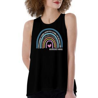 Registered Nurse Cute Rainbow Compassionate Caring Dedicated Loving Women's Loose Tank Top | Mazezy