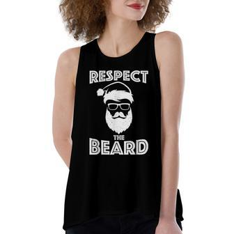 Respect The Beard Christmas Hipster Santa Funny Xmas Women's Loose Fit Open Back Split Tank Top - Monsterry