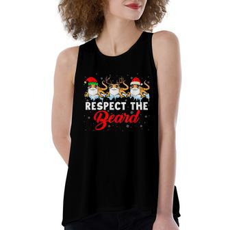 Respect The Beard Christmas Light Santa Bearded Dragon Beard Women's Loose Fit Open Back Split Tank Top - Monsterry AU