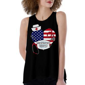 Respiratory Therapist Love America 4Th Of July For Nurse Dad Women's Loose Fit Open Back Split Tank Top - Seseable