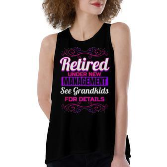 Retired Grandma Retirement Grandkids Retiree Farewell Party Women's Loose Fit Open Back Split Tank Top - Seseable