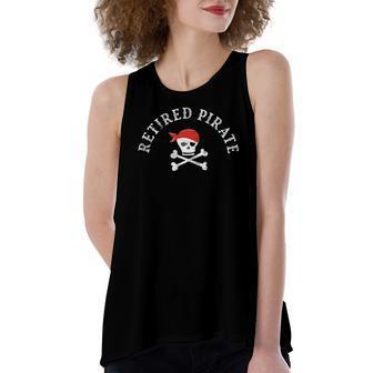 Retired Pirate Jolly Roger Flag Women's Loose Tank Top | Mazezy