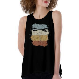 Retro Vintage Color Dragonfly Silhouette Women's Loose Tank Top | Mazezy