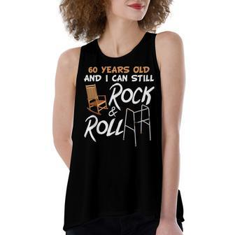 Rocking Chair Walking Aid Pun Rock Music Lover 60Th Birthday Women's Loose Fit Open Back Split Tank Top - Seseable