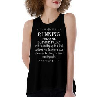 Running To Survive Trump Cookie Dough Funny Politics Women's Loose Fit Open Back Split Tank Top - Seseable