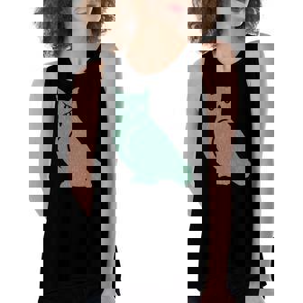 Sage Green Owl Silhouette Artwork Women's Loose Tank Top | Mazezy