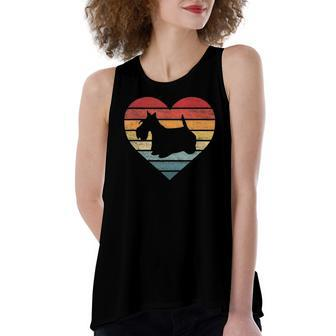 Scottish Terrier Lover Owner Retro Sunset Dog Mom Dad Women's Loose Tank Top | Mazezy