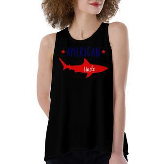 Shark 4Th Of July Mom Dad Matching Group Women's Loose Fit Open Back Split Tank Top - Seseable