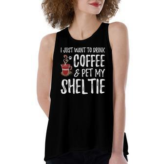 Sheltie Coffee Drinker Tees Women's Loose Tank Top | Mazezy