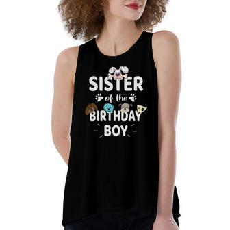 Sister Of The Birthday Boy Dog Lover Party Puppy Theme Women's Loose Tank Top | Mazezy