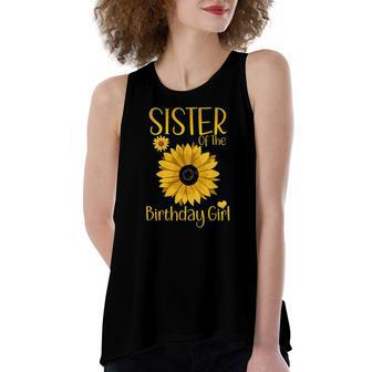 Sister Of The Birthday Girl Sunflower Matching Party Women's Loose Tank Top | Mazezy